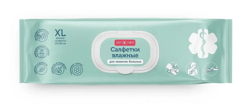 Салфетки ComForte влажн. д/ухода за лежачими больными XL №60