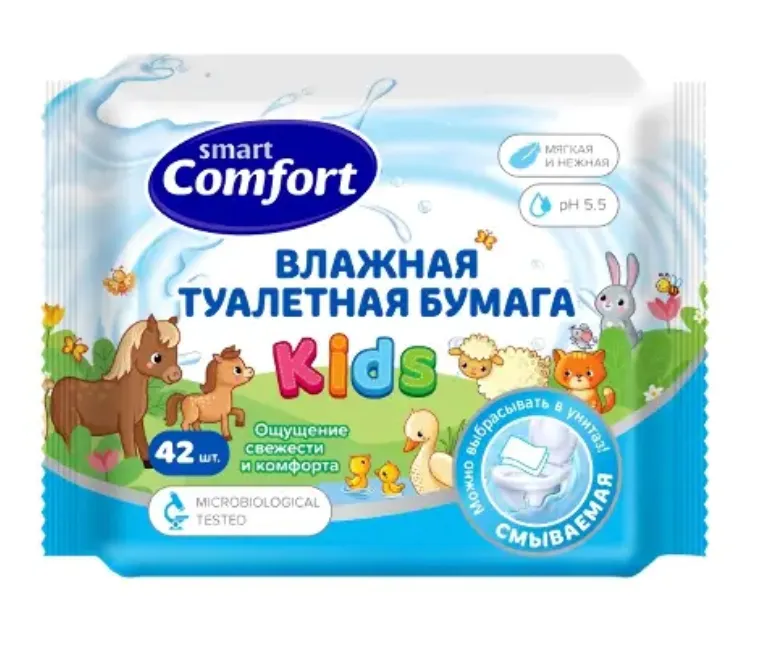 Туалетная бумага Smart Comfort kids влаж. с ромашкой №42
