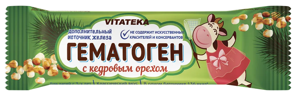 Гематоген ВИТАТЕКА с кедровым орехом 40г