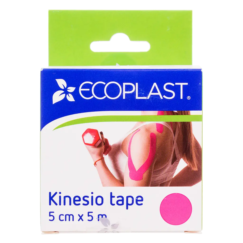 Лента клейкая ECOPLAST КИНЕЗИО-ТЕЙП 5см х 5м (розов.)