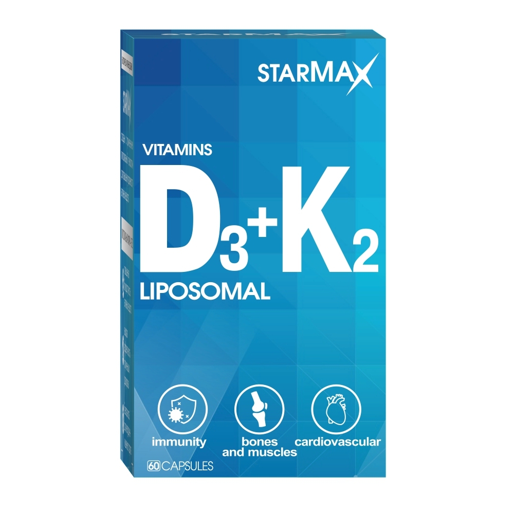 Витамины Д3+К2 липосомальные STARMAX капс. 287мг №60 картинка № 4