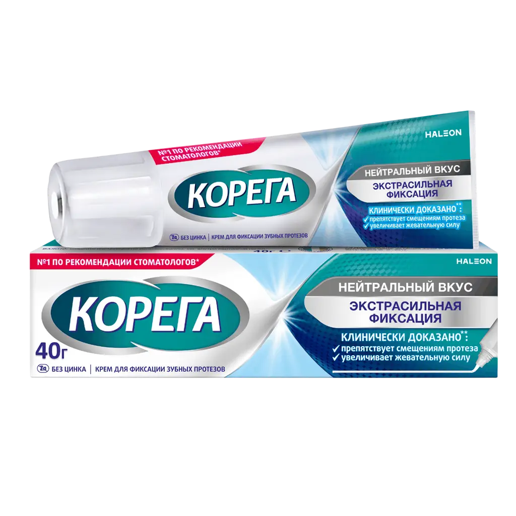Корега крем Экстра сильной фиксации 40г д/фикс. зубн. протезов (нейтральный вкус)