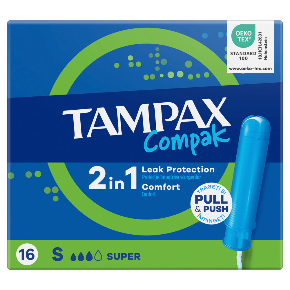 Тампоны гигиенические TAMPAX Compak Super №16 с апплик.