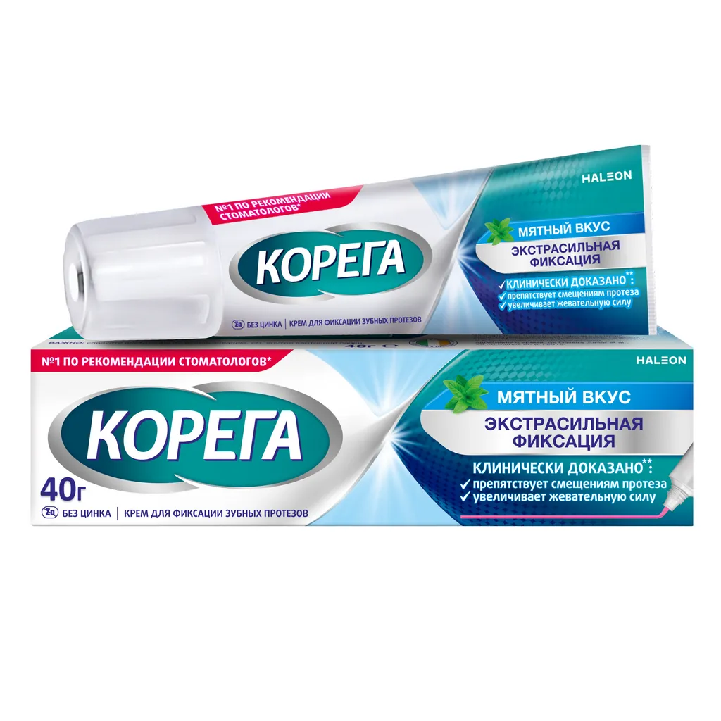 Корега крем Экстра сильной фиксации 40г д/фикс. зубн. протезов (мятный)