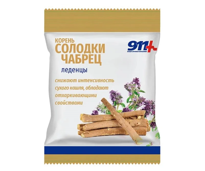 911 Леденцы корень солодки, чабрец с вит. С 50г (б/сахара)