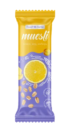 Батончики мюсли FoodForte лимон/мед/имбирь 50г