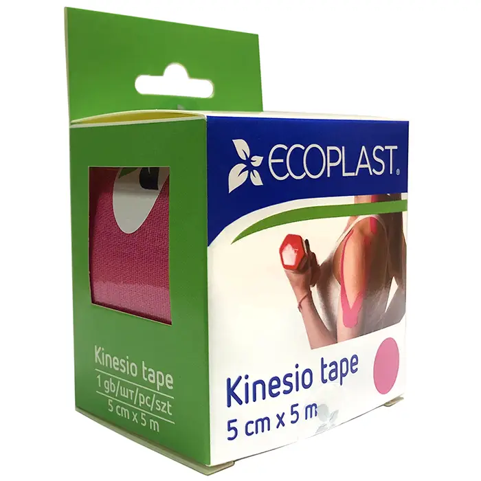 Лента клейкая ECOPLAST КИНЕЗИО-ТЕЙП 5см х 5м (розов.) картинка № 2