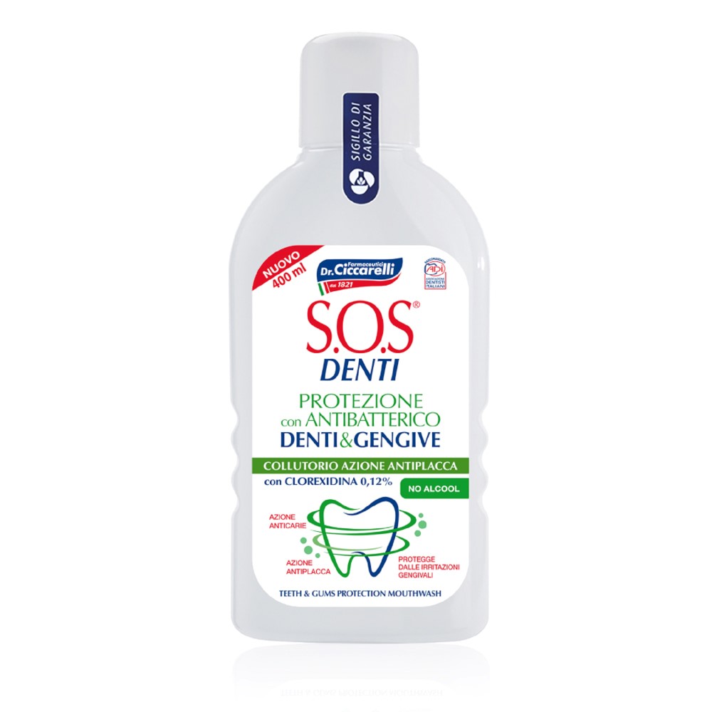 Ополаскиватель полости рта SOS DENTI д/защиты зубов и десен Антибактериальный 400мл