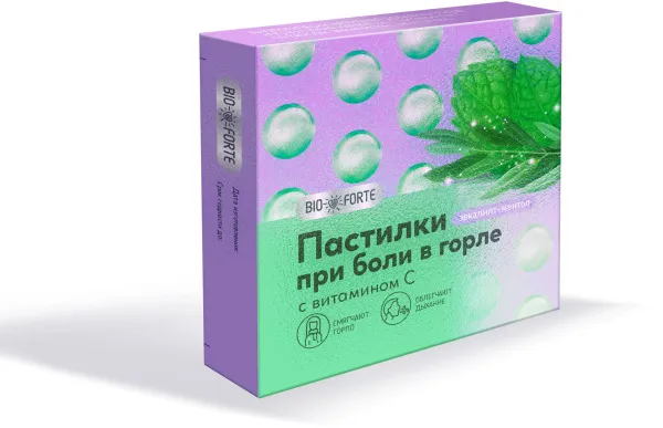 Пастилки BioForte (эвкалипт с ментолом) №9