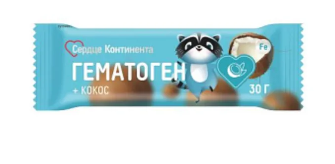 Гематоген детский Сердце Континента плитка 30г (классический)