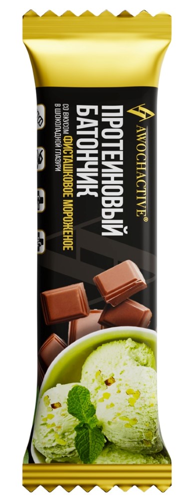 AWOCHACTIVE Батончик протеиновый со вкусом Фисташковое мороженое 40г
