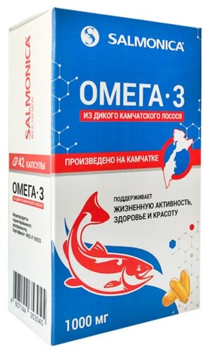 Salmonica Омега-3 из дикого камчатского лосося детский капс. 300мг №84 (малина)