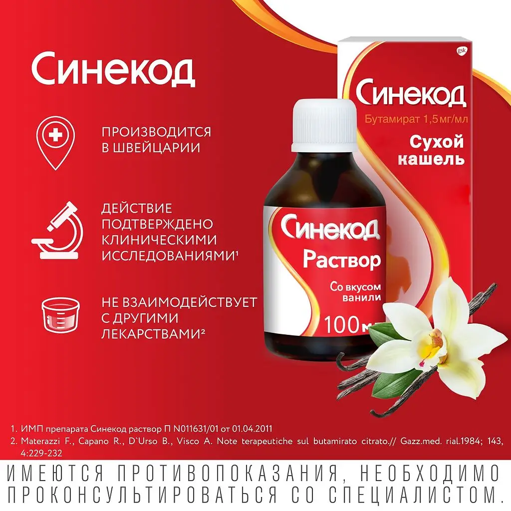 Синекод фл.(р-р д/приема внутрь) 1,5мг/мл 200мл №1 картинка № 5