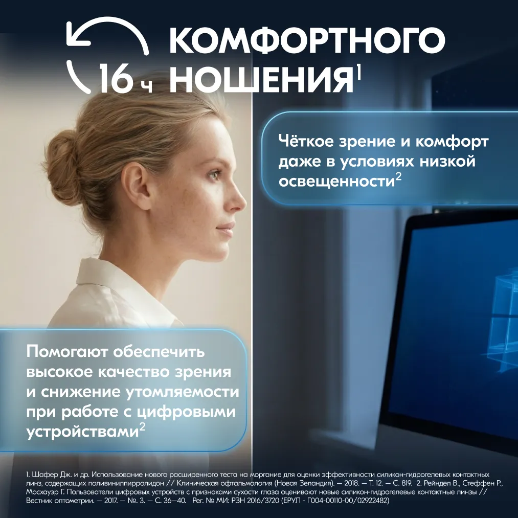 Линзы ULTRA (30 дней) BC 8.5 контактные мягкие корриг. -3,25 №6 картинка № 11