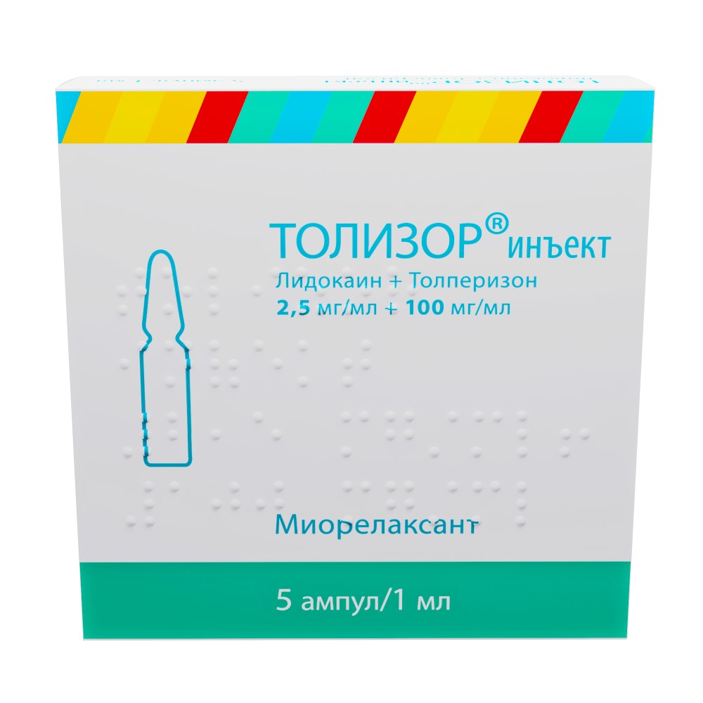 Толизор инъект амп.(р-р д/в/в и в/м введ.) 2,5мг/мл+100мг/мл 1мл №5