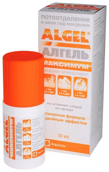 Алгель Максимум дезодорант-антиперсп. (гель) п/обильного потоотделения дл.эффект устр.неприятный запах 50мл (рол.)