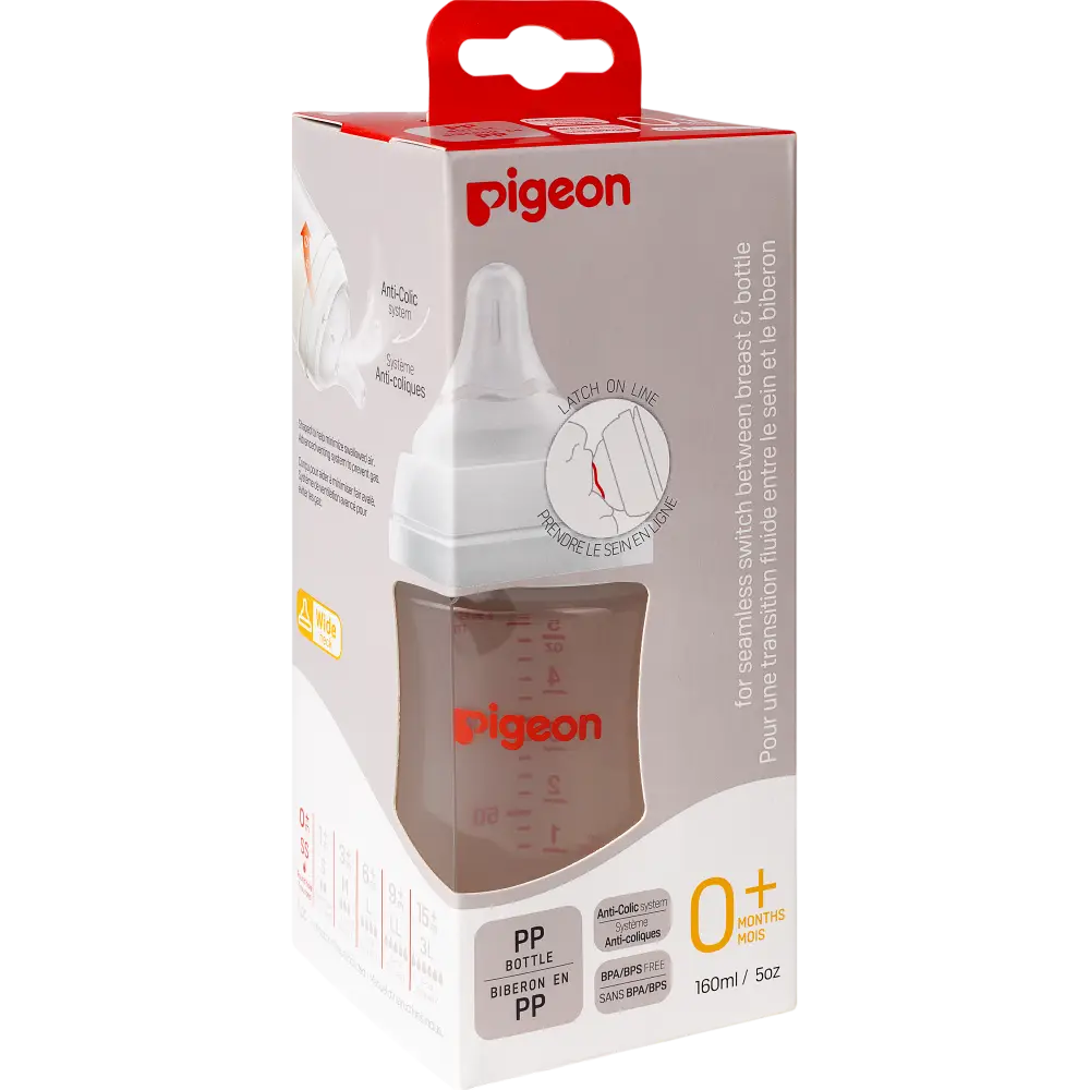 Бутылочка PIGEON SOFTOUCH PERISTALTIC PLUS д/кормления стекл. 160мл (арт. 3349026645)