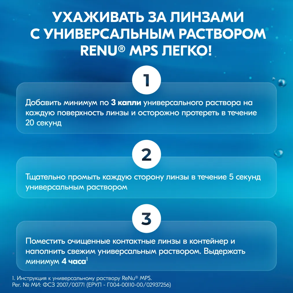 Раствор для контактных линз Реню (RENU) MPS 360мл д/чувств. глаз + контейнер картинка № 9