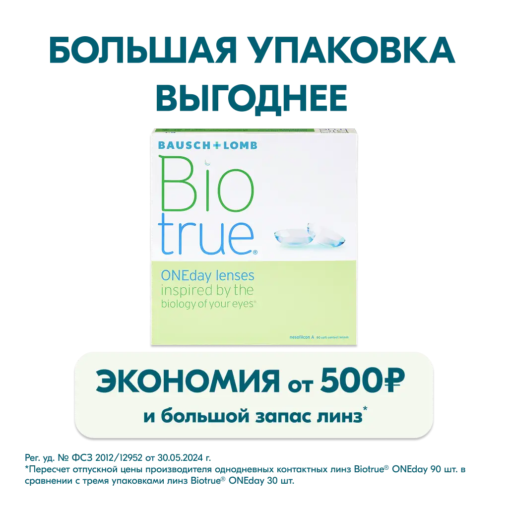 Линзы Biotrue Oneday (1 день) BC 8.6 контактные корриг. №90 (-4,50) картинка № 6