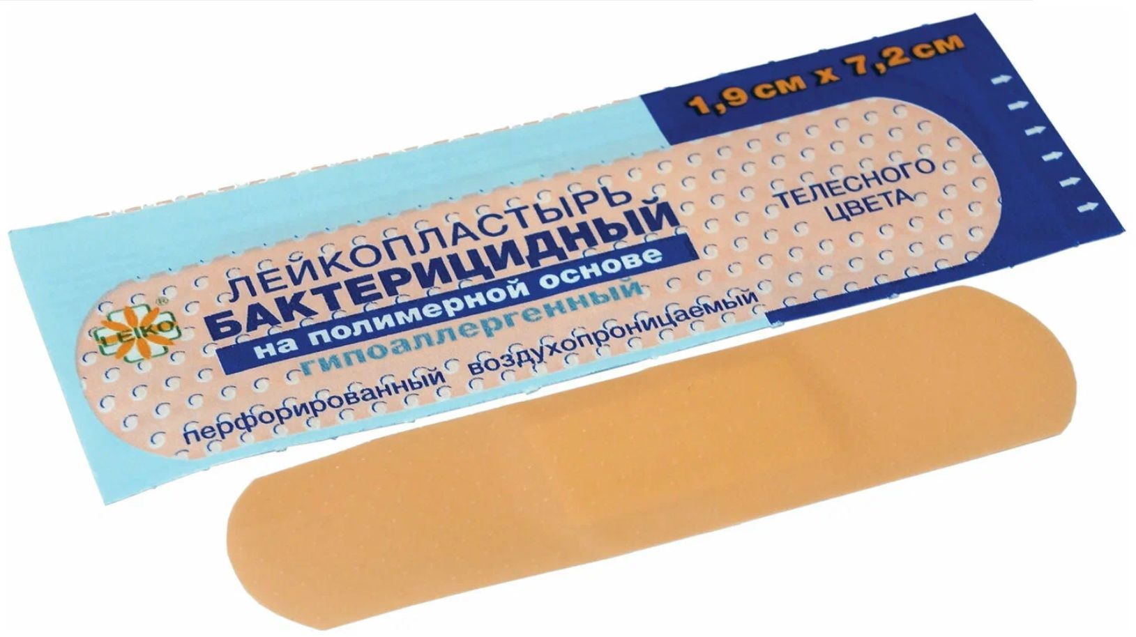 Лейкопластырь LEIKO бактериц. 1,9см х 7,2см (ткан. основа телесн.)