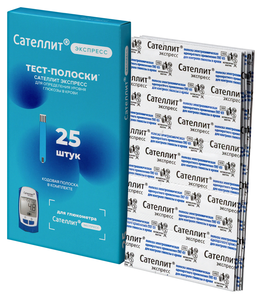 Тест-полоска Сателлит Экспресс ПКГ-03 к глюкометру №25 картинка № 3