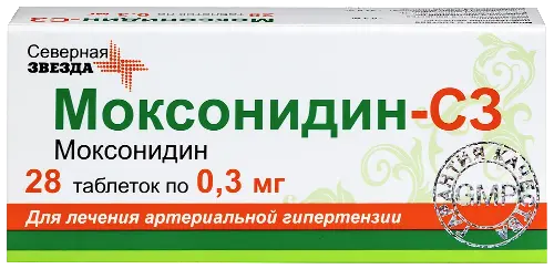 Моксонидин-СЗ таб. п/пл. об. 300мкг №28