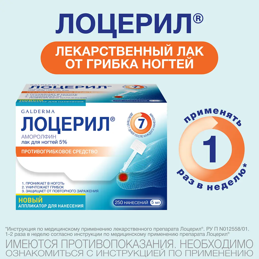 Лоцерил фл.(лак д/ногтей) 5% 5мл картинка № 2