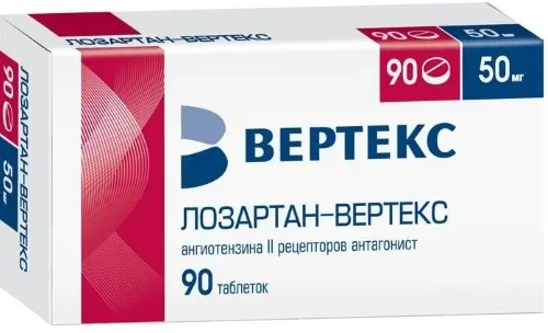 Лозартан-ВЕРТЕКС таб. п/пл. об. 50мг №90