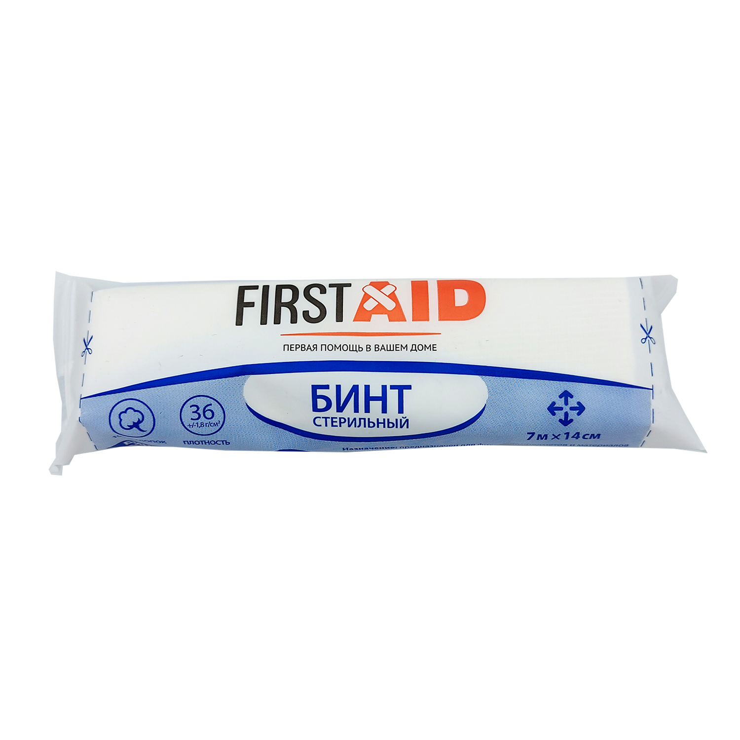 Бинт ФЕРСТЭЙД (FIRSTAID) марлевый стер. 7м х 14см