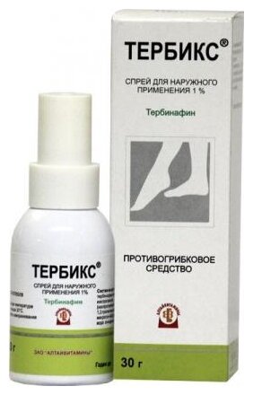 Тербикс спрей д/наружн. прим. 1% 30г