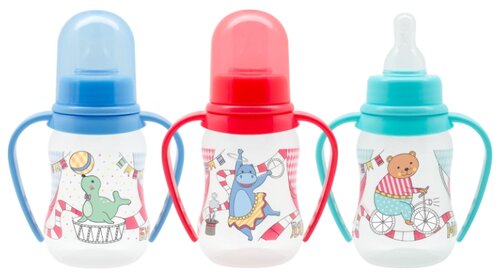 Бутылочка детская LUBBY "Веселые животные" латекс. с соской 125мл (арт. 13565)