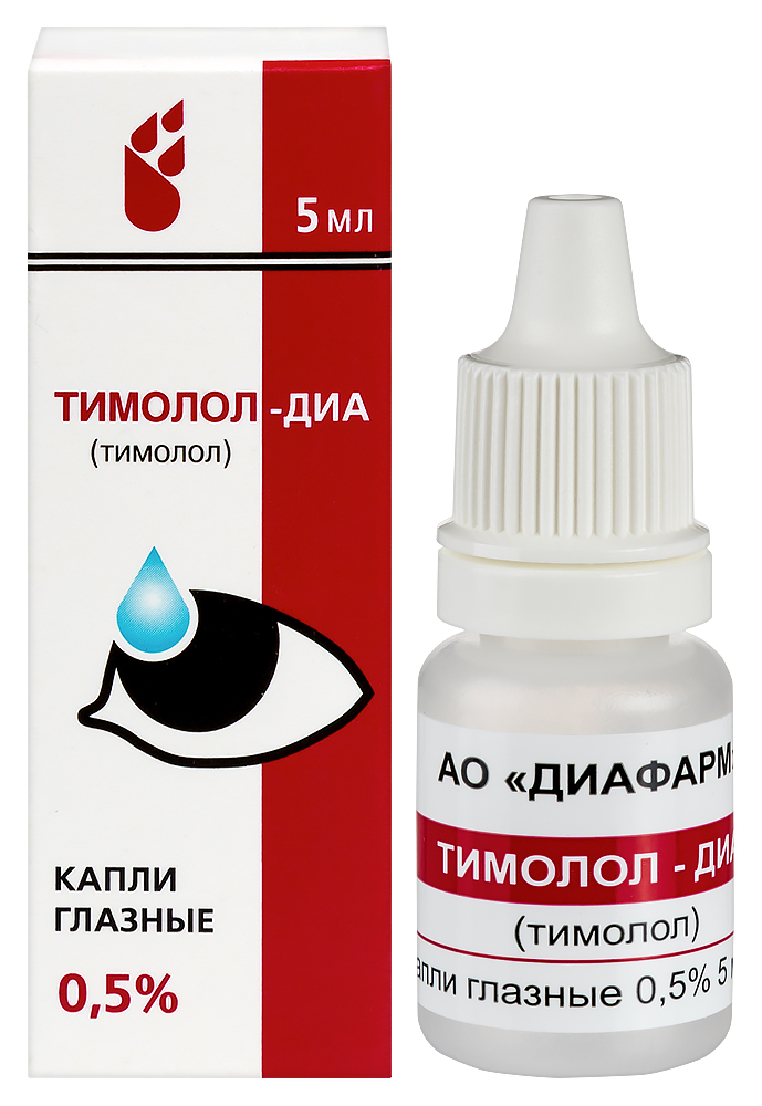Тимолол-ДИА фл.-кап.(капли глазн.) 0,5% 5мл №1