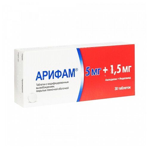 Арифам таб. с мод. высв. п/пл. об. 5мг + 1,5мг №30