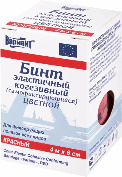 Бинт ВАРИАНТ когезивный 4м х 6см (красный)