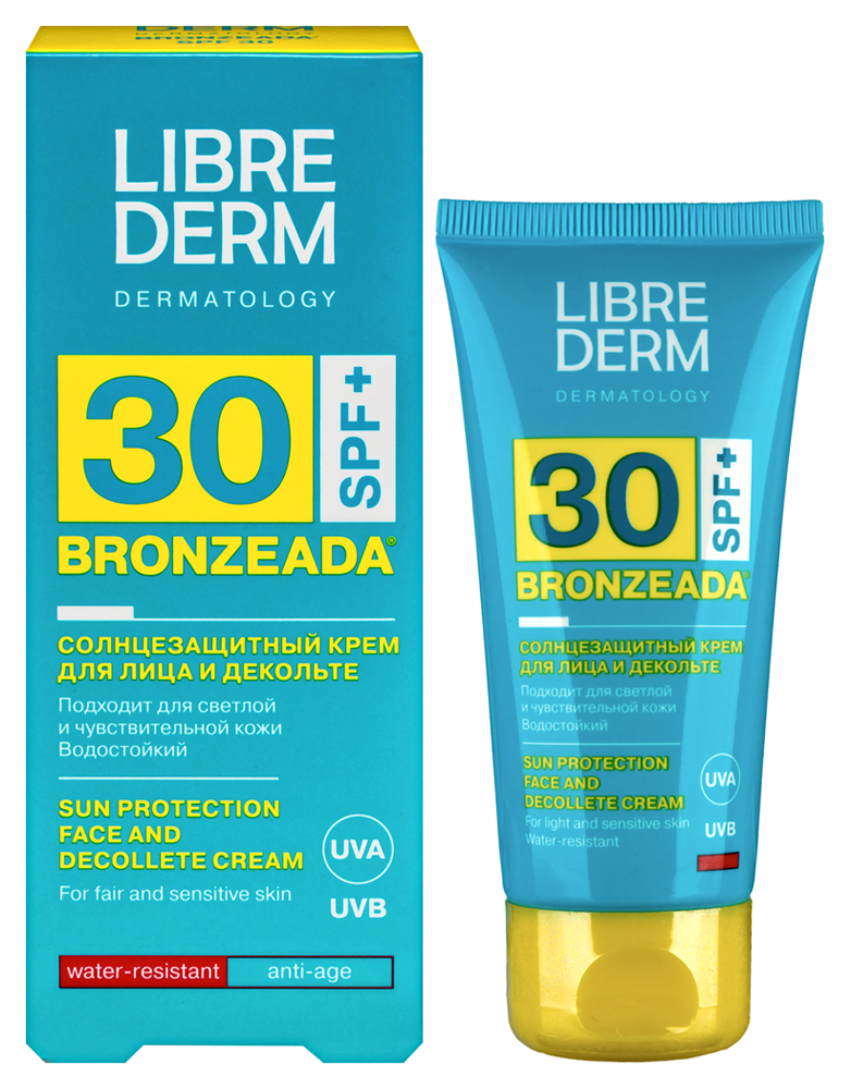 Либридерм Бронзиада (Librederm Bronzeada) крем солнцезащитный д/лица тонизирующий SPF-30 50мл