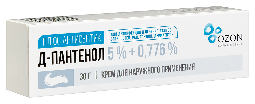 Д-Пантенол Плюс Антисептик крем 5%+0,776% 30г картинка № 2