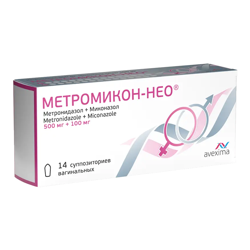 Метромикон-Нео супп. вагин. 500мг + 100мг №14