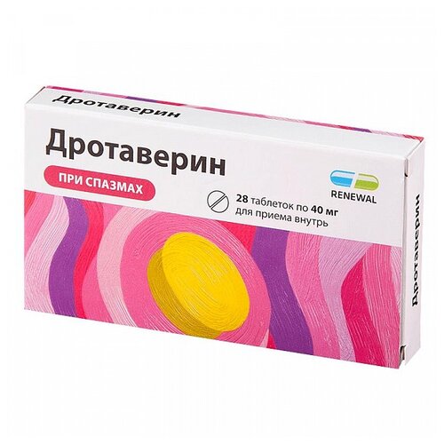 Дротаверин Реневал таб. 40мг №28 (конт.яч.) - пач.карт.