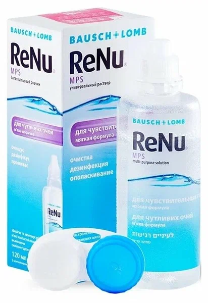 Раствор для контактных линз RENU MPS 360мл д/чувств. глаз + контейнер