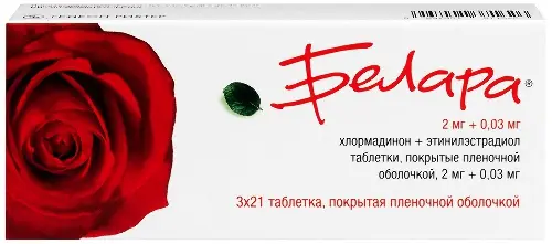 Белара таб. п/пл. об. 2мг+0,03мг №21х3