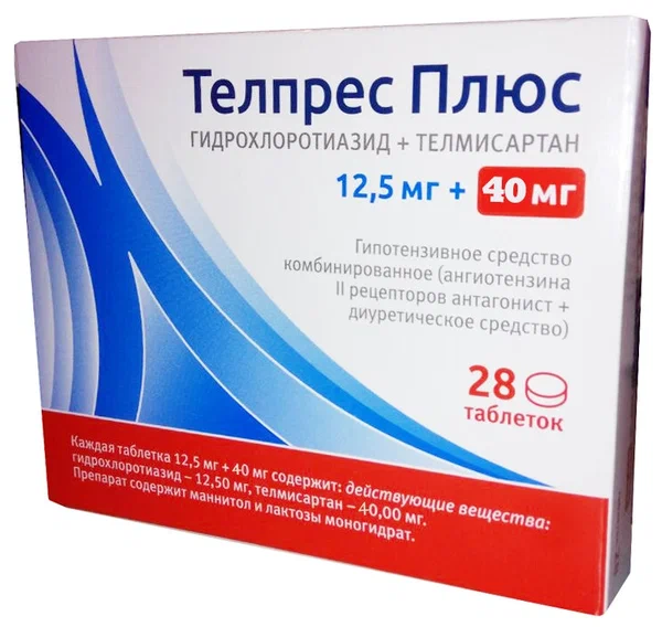 Телпрес плюс таб. 40мг + 12,5мг №28