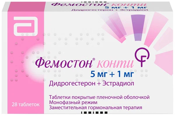 Фемостон конти таб. п/пл. об. 5мг+1мг №28