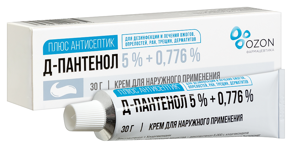 Д-Пантенол Плюс Антисептик крем 5%+0,776% 30г картинка № 3