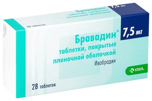 Бравадин таб. п/пл. об. 7,5мг №56 уп.конт.яч. - пач.карт.