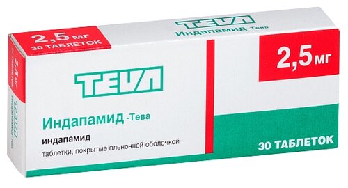 Индапамид-Тева таб. п/пл. об. 2,5мг №30