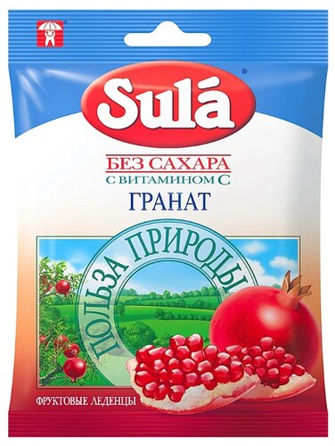 Зула ("Sula") леденцы д/диаб. 60г (гранат)