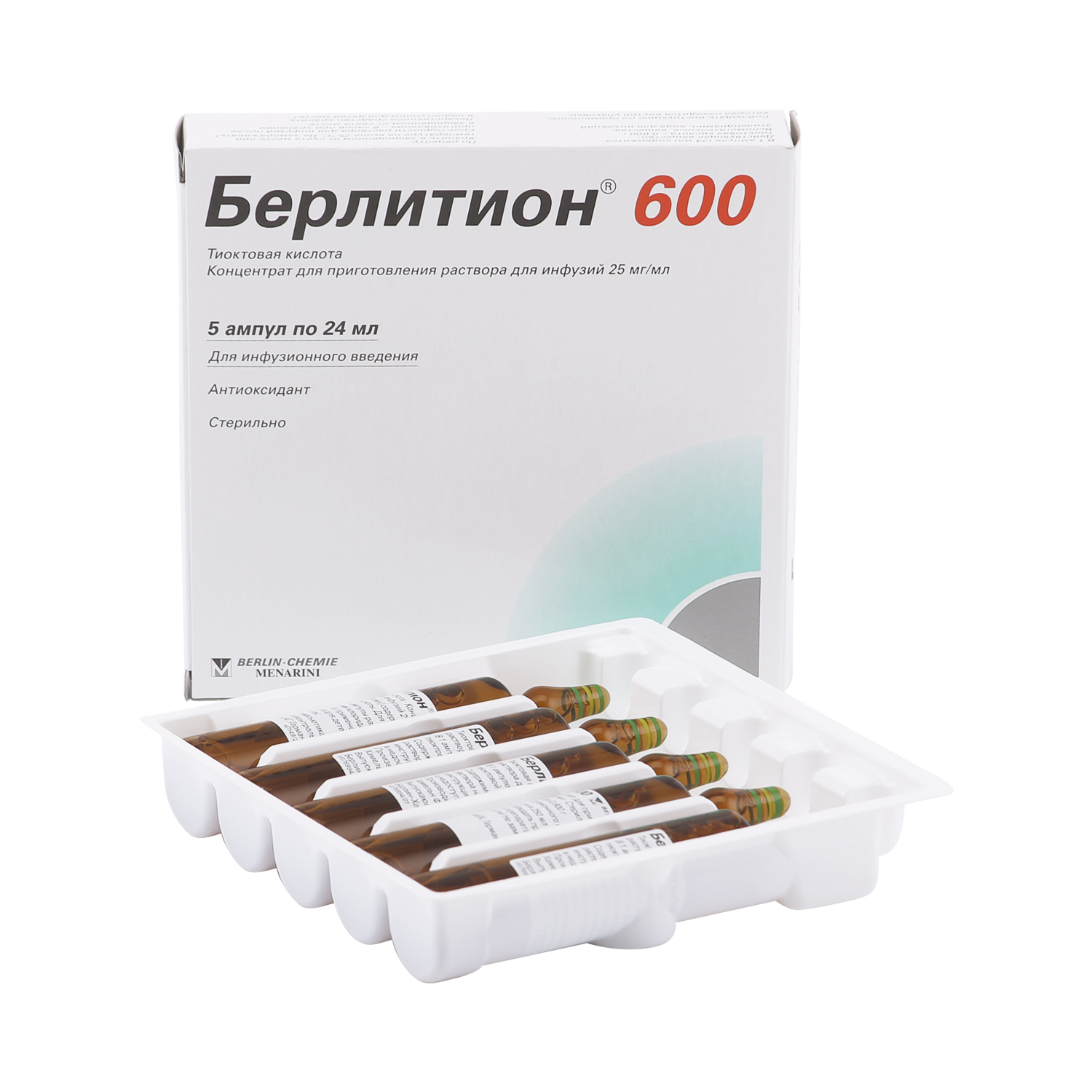 Берлитион 600 амп.(конц. д/инф.) 25мг/мл 24мл №5
