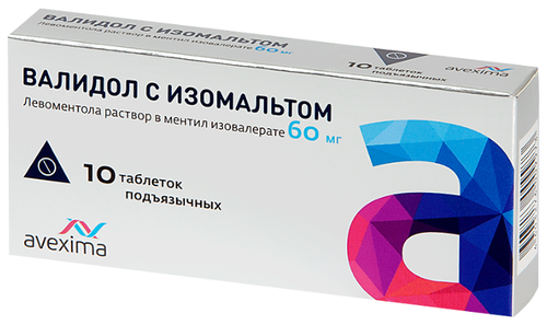 Валидол с изомальтом таб. подъязычн. 60мг №10