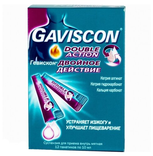 Гевискон Двойное действие пак.(сусп. орал.) мятная 10мл №12