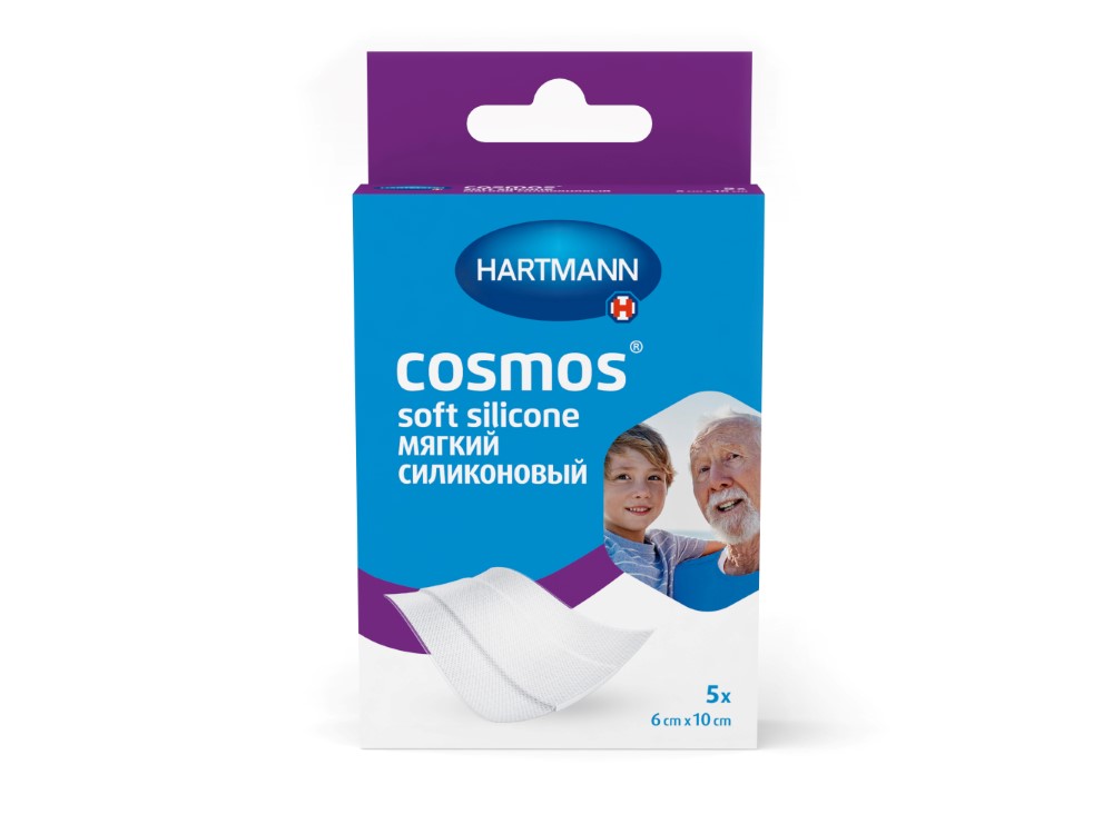 Лейкопластырь COSMOS Soft мягкий силик. н/стер. 6х10см №5